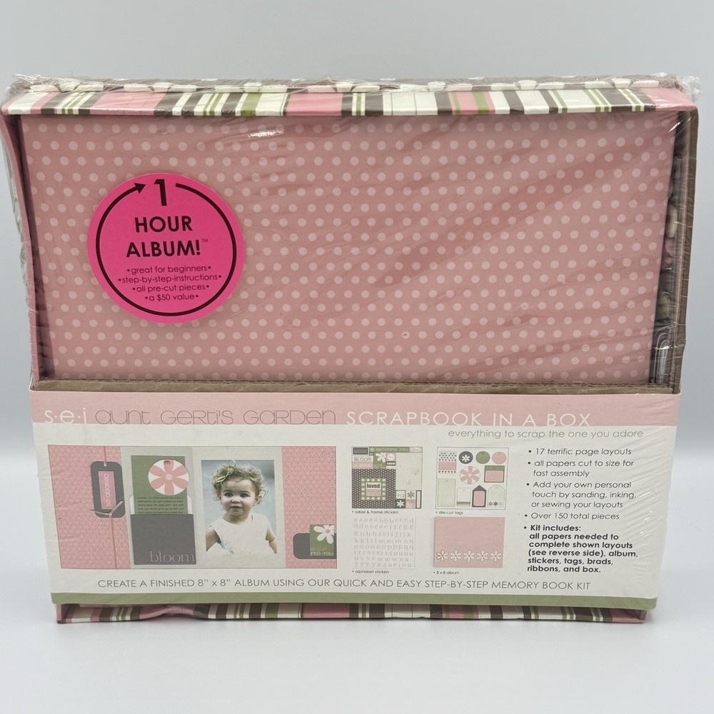 SEI Scrapbook Album Kit 17 Page Layouts, Embellishments,‎ Keepsake Box 8x8